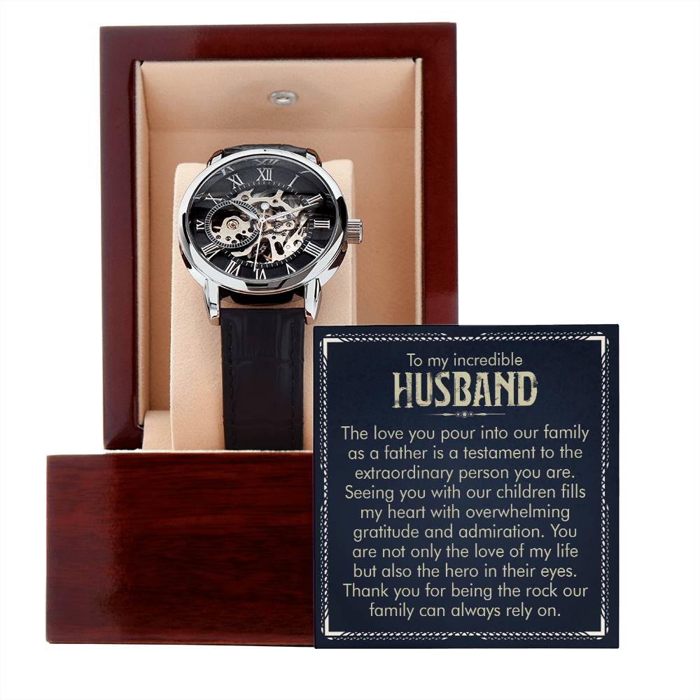 To my incredible husband Skeleton Watch is the Perfect Birthday, Anniversary, Fathers Day, and special Gift For your Husband