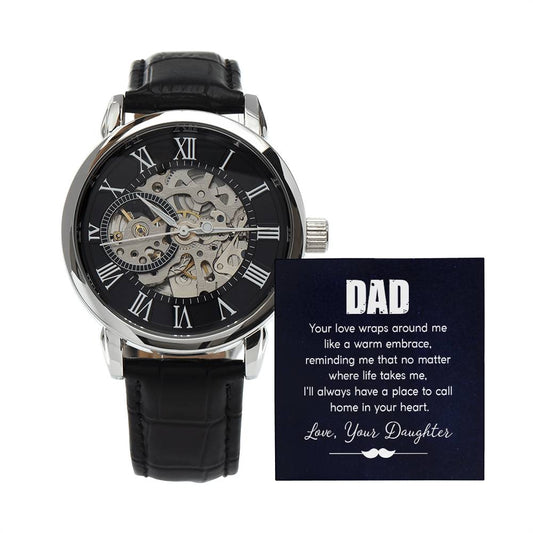 dad. your love wraps around me like a warm embrace Skeleton Watch is the Perfect Birthday, Anniversary, Fathers Day, and special Gift For Dad