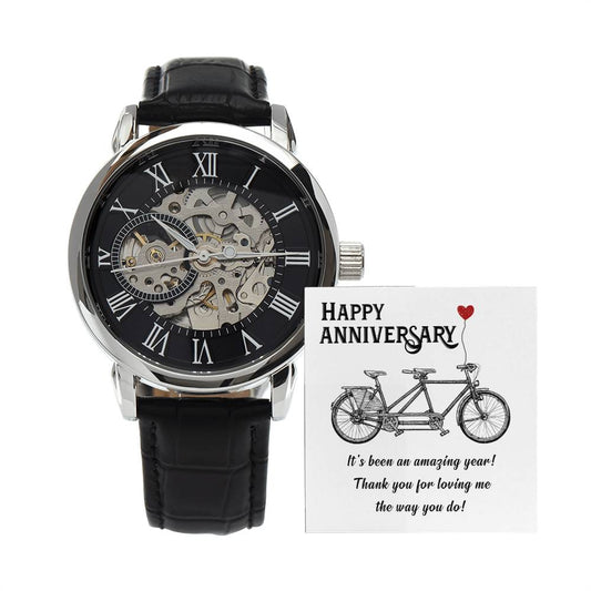 Happy Anniversary its been an amazing year Skeleton Watch is the Perfect Birthday, Anniversary, Fathers Day, and special Gift For your Husband