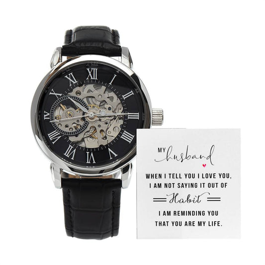 My Husband when I tell you I love you Skeleton Watch is the Perfect Birthday, Anniversary, Fathers Day, and special Gift For your Husband