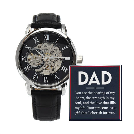 Dad, you are the beating of my Heart Skeleton Watch is the Perfect Birthday, Anniversary, Fathers Day, and special Gift For Dad