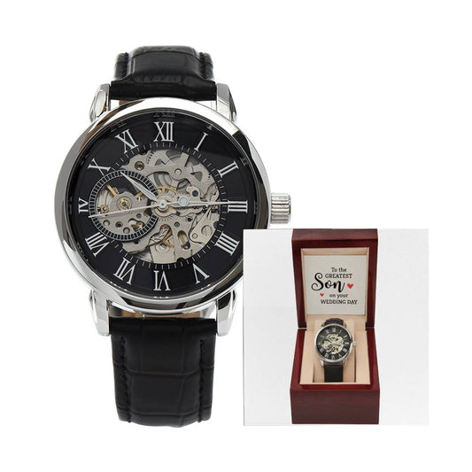 To the greatest son Skeleton Watch makes for the Perfect Birthday, Graduation, Wedding, First Job, or Random Gift For your Son