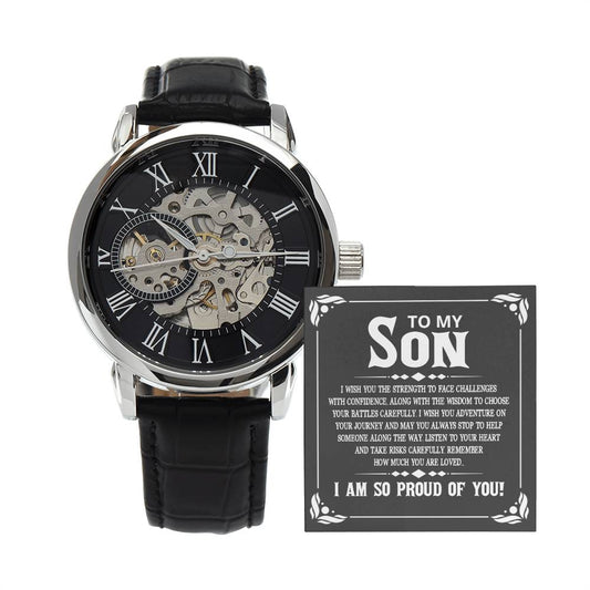 To My Son, I wish you the strength to face challenges Skeleton Watch makes for the Perfect Birthday, Graduation, Wedding, First Job, or Random Gift For your Son