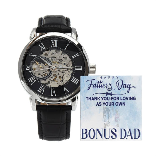 Happy Father's Day To My Bonus Dad Skeleton Watch is the Perfect Birthday, Anniversary, Fathers Day, and special Gift For Dad