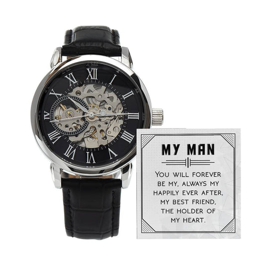 My man you will forever be my always Skeleton Watch is the Perfect Birthday, Anniversary, Fathers Day, and special Gift For your Husband