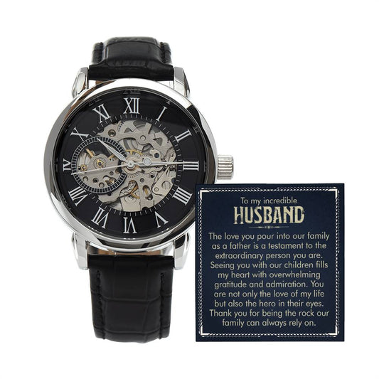 To my incredible husband Skeleton Watch is the Perfect Birthday, Anniversary, Fathers Day, and special Gift For your Husband