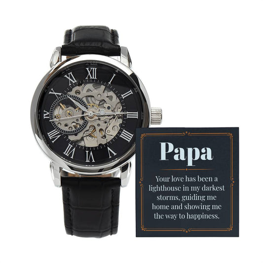 Papa, your love has been a lighthouse Skeleton Watch is the Perfect Birthday, Anniversary, Fathers Day, and special Gift For Dad