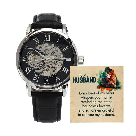 To my husband, Every beat of my heart Skeleton Watch is the Perfect Birthday, Anniversary, Fathers Day, and special Gift For your Husband