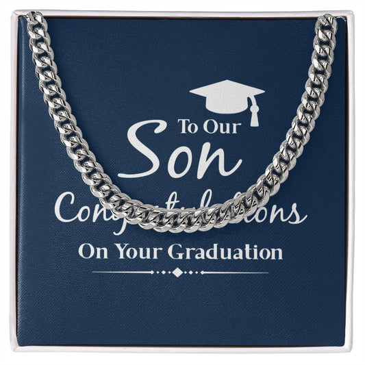 to our son congratulations on your graduation Silver or Gold Cuban Link Chain | Perfect Birthday, Wedding Anniversary, Holiday Gift for Sons