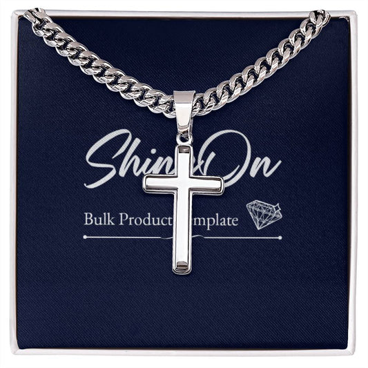 Personalized Steel Cross Necklace on Cuban Chain for Men