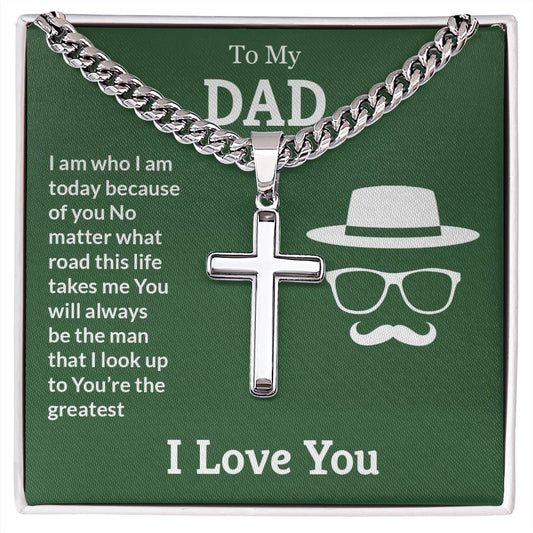 You're the greatest Personalized Steel Cross Necklace on Cuban Chain for Men