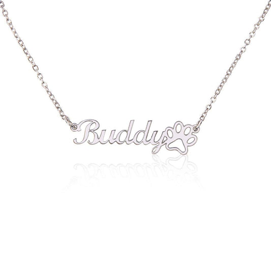 Personalized Paw Custom Name Necklace For Animal Lovers | Perfect Birthday, Wedding Anniversary, Holiday Gift for Wife, Daughter, Fiancee or Girlfriend