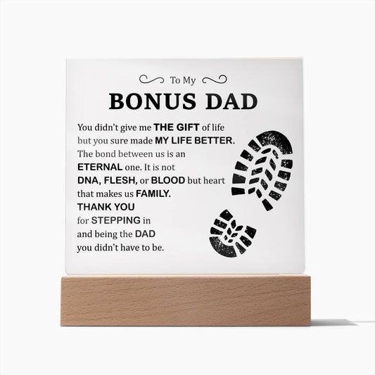 To My Bonus Dad Thank You Square Acrylic Plaque