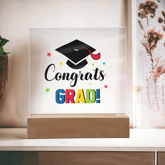 Congrats Grad! Colorful Graduation Gift Square Acrylic Plaque