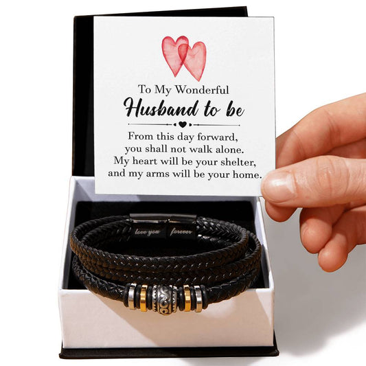 To my wonderful husband to be Mens Leather Bracelet is the Perfect Birthday, Anniversary, Fathers Day, and special Gift For the Men in Your Life