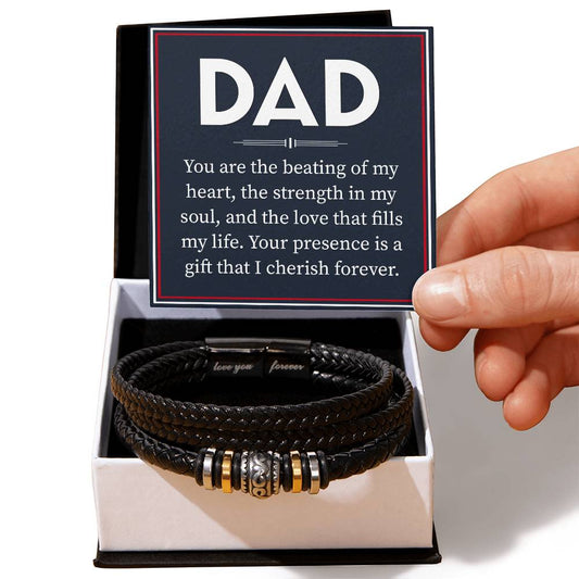 Dad, you are the beating of my Heart Love You Forever Vegan Leather Bracelet