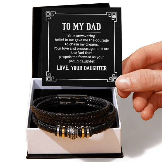 to my dad - your unwavering belief in me Love You Forever Vegan Leather Bracelet