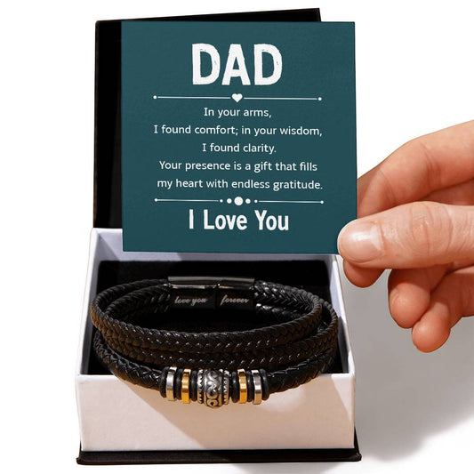 Dad in Your Arms Love You Forever Vegan Leather Bracelet
