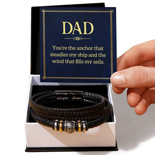 Dad, you're the anchor Love You Forever Vegan Leather Bracelet