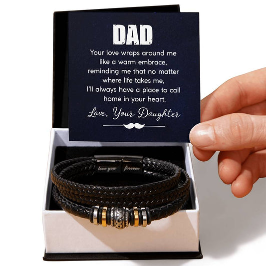 dad - your love wraps around me Love You Forever Vegan Leather Bracelet