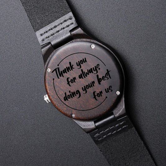 Thank You Dad Engraved Wood Watch | Perfect Birthday, Wedding Anniversary, Holiday Gift for Dad