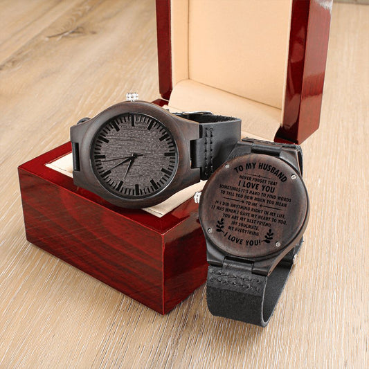 To My Husband, I Love You Wood Watch | Perfect Birthday, Wedding Anniversary, Holiday Gift for Husbands