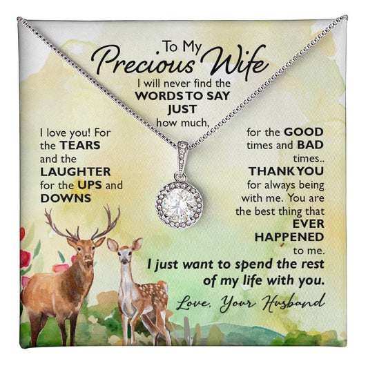 To My Precious Wife-I will never find the WORDS Eternal Hope Necklace - Perfect Gift for Wedding Anniversary, Birthdays and Holiday Gift