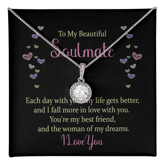 To my beautiful soulmate - each day with you Eternal Hope Necklace - Perfect Gift for Wedding Anniversary, Birthdays and Holiday Gift