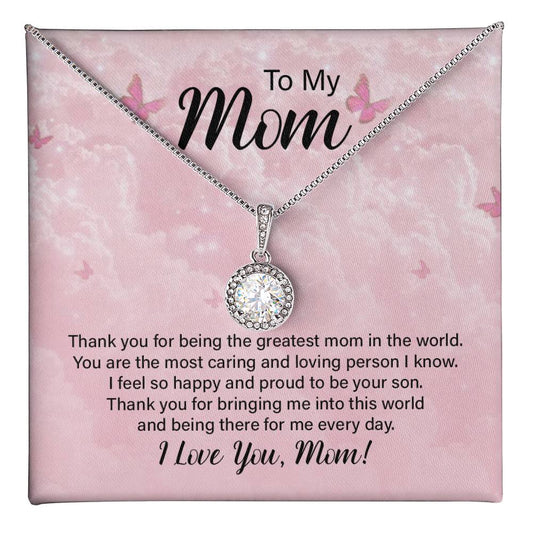 To my mom - thank you for the greatest mom Eternal Hope Necklace - Perfect Gift for Wedding Anniversary, Birthdays and Holiday Gift