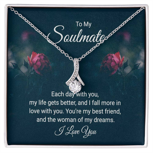 To my soulmate - each day with you Alluring Necklace Perfect Gift for Anniversary, Birthdays and Holiday Gift