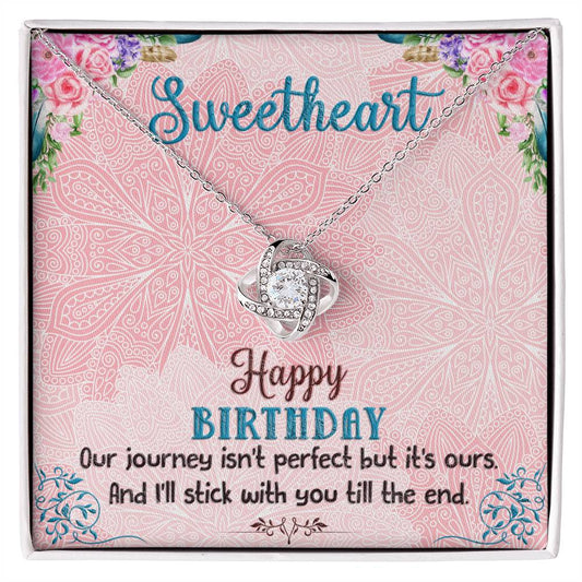 SweetHeart Happy Birthday Love Knot Necklace Perfect Gift for Anniversary, Birthdays and Holiday Gift