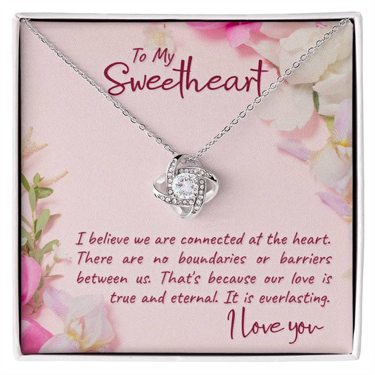 To my sweetheart-I believe Love Knot Necklace Perfect Gift for Anniversary, Birthdays and Holiday Gift