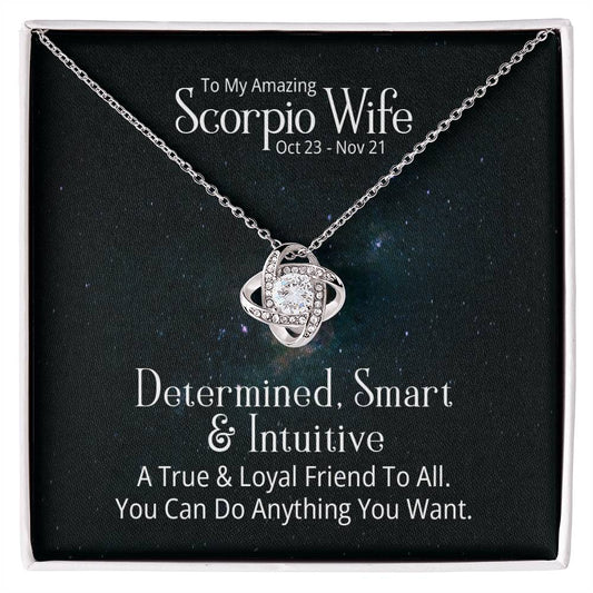 To my amazing scorpio wife Love Knot Necklace Perfect Gift for Anniversary, Birthdays and Holiday Gift