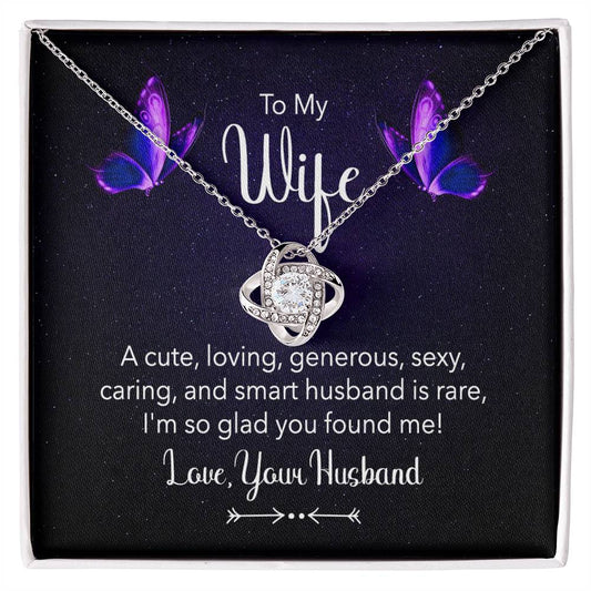 To my wife - a cute, loving Love Knot Necklace Perfect Gift for Anniversary, Birthdays and Holiday Gift