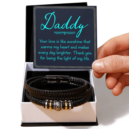 Dad, your love is sunshine Love You Forever Vegan Leather Bracelet