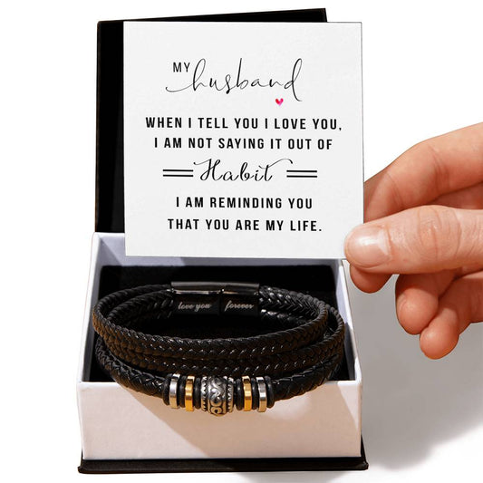 My Husband when I tell you I love you Mens Leather Bracelet is the Perfect Birthday, Anniversary, Fathers Day, and special Gift For the Men in Your Life