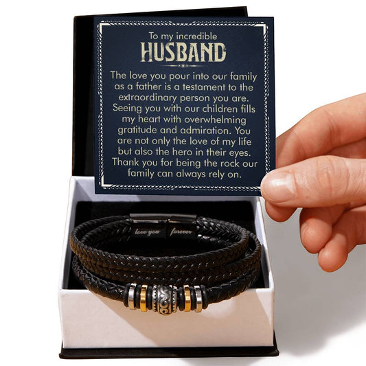 To my incredible husband Mens Leather Bracelet is the Perfect Birthday, Anniversary, Fathers Day, and special Gift For the Men in Your Life