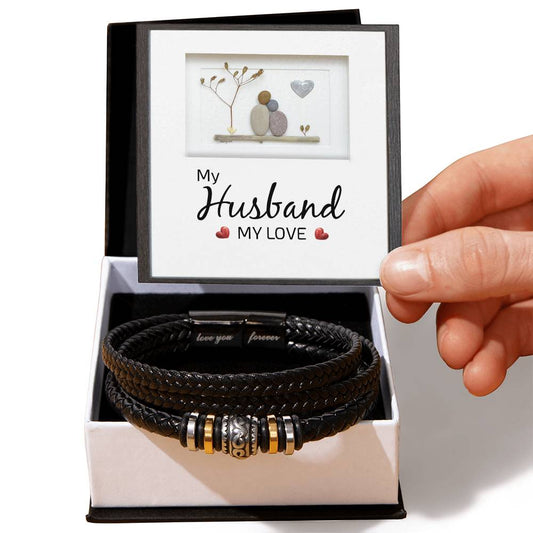 My Husband my Love Mens Leather Bracelet is the Perfect Birthday, Anniversary, Fathers Day, and special Gift For the Men in Your Life