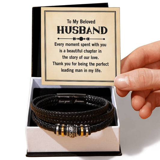 To my beloved husband, Every moment spent with you Mens Leather Bracelet is the Perfect Birthday, Anniversary, Fathers Day, and special Gift For the Men in Your Life