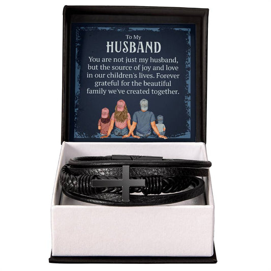 To My Husband, You are not just my husband Mens leather Cross Bracelet is the Perfect Birthday, Anniversary, Fathers Day, and special Gift For the Men in Your Life